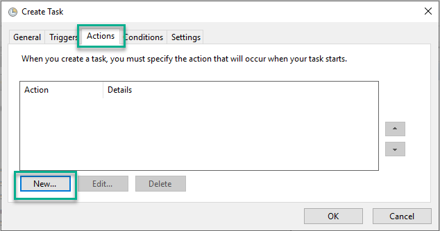 Create task dialog box